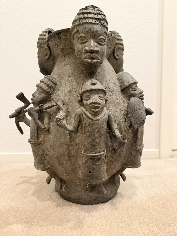 Antique African  Nigerian Yoruba Bronze Divination Ceremonial  Pot Lid LARGE
