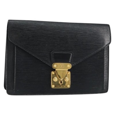LOUIS VUITTON 黒ヘアピン LOUIS VUITTON Epi Serie Dragonne Clutch Bag Black Noir M52612 LV
