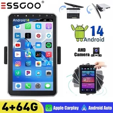 Universal 4G+64G Car GPS Radio Rotatable Screen Android 14 Stereo Bluetooth+AHD