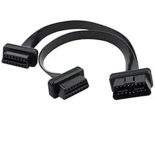 Ultra Low Profile Straight 16 Pin OBD2 OBDII Splitter Extension Cable Male to Du