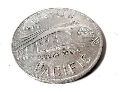 Vtg 1934 UNION PACIFIC Train Token Coin Lucky Piece Aluminum Sample Pullman Mfg