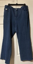 Quacker Factory Dream Jeanne's Women's Sz 16 Stretch Corduroy Pants 27" Ins Blue