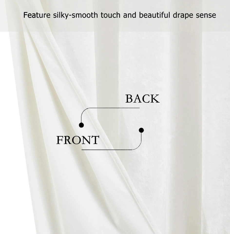 Lux Cortinas de Terciopelo Triturado Blanco Crema, Juego de 2 Paneles, Angustia Oscurecimiento Habitación... Foto 4 de 4