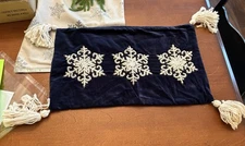 Frontgate Tasseled Snowflake Pillow Cover 13x22 Indigo 2