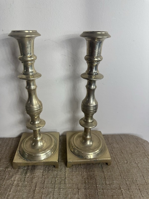 Antique Russian Brass Shabbat (Sabbath) Candlesticks  Judaica Heavy 4lbs 9.5"