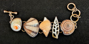 Charles Albert Bracelet Fine Sterling Silver Multi-Shell Chunky Boho