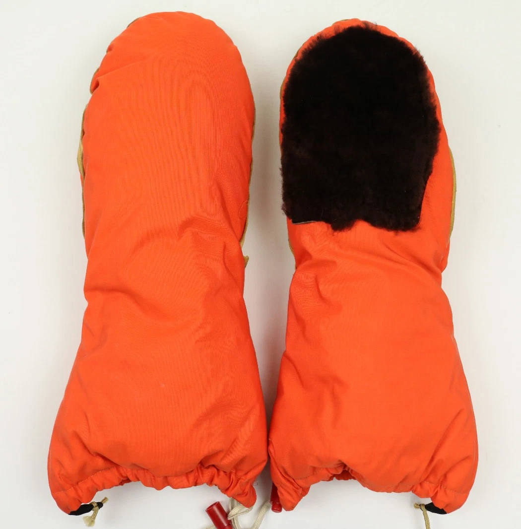 Vintage Holubar Gloves Mittens Down Insulated Orange Size M Medium Made In USA