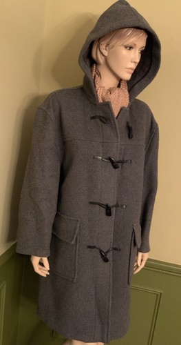 Burberrys’ Vintage Grey Hooded Toggle Coat Plaid Lining - Size M - Picture 6 of 10