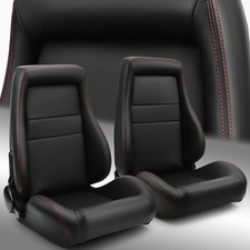 Universal 1 Pair Black Obs Style Seats Reclinable Pvc Leather Car Seats Universal 1 Pair Black Obs Style Seats Reclinable Pvc Leather Car Seats