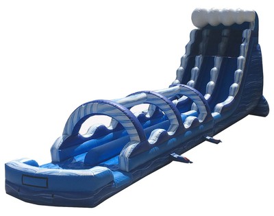 65ft Commercial Inflatable Dual Lane Splash and Ride Waterslide with Blower