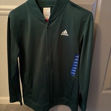 Adidas Youth Bomber Jacket Full Zip L 14/16 Green, New With Tags
