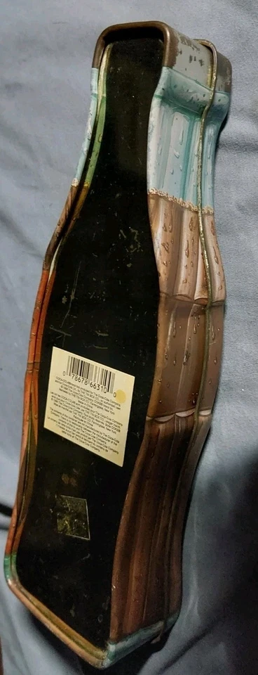 Vintage Collectible COCA COLA Bottle Shaped Tin w/ Lid Good Shape  - Image 4 of 4