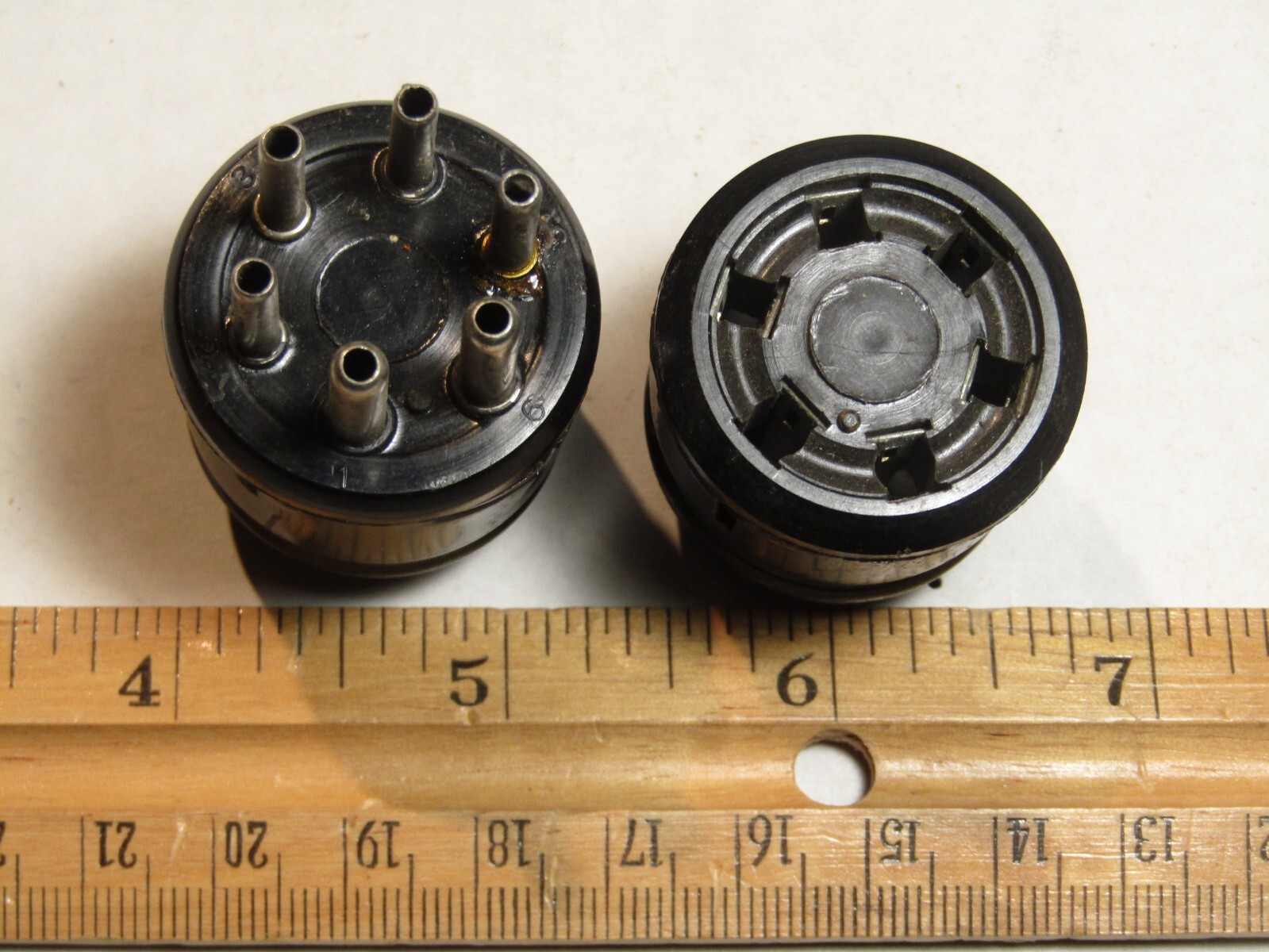 Inline Plug Cap Hood Tube Socket ~ 6-Pin Male & Female  ~ Vintage ~ 6B