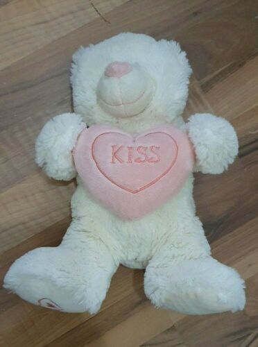 Card Factory white bear with kiss heart soft toy plush comforter teddy - Picture 1 of 5