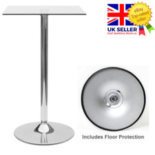 NEW Square Clear Glass Dining Bar Table - Chrome Kitchen Breakfast Dining Poseur