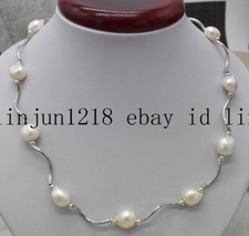 Pretty Women's Jewelry 9-10mm White Baroque Freshwater Pearl Necklace 36''