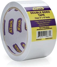 ATack Double Sided Tape, Clear, Removable, 2" x 15 Yards Strong Adhesion 