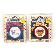 Vintage Traditions Cross Stitch Kit Lot x2 Peace Quilt Basket T8923 T8922