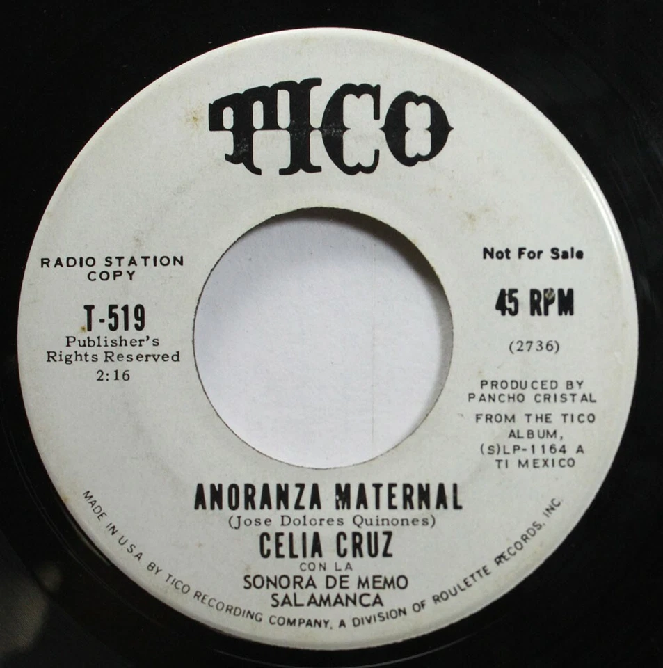 Hear! Latin Promo 45 Celia Cruz - Afecto Y Carino / Anoranza Maternal On Tico - Image 2 of 2