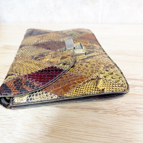 Vintage 80er Schlangenleder exotische Leder Clutch Handgelenktasche Handtasche kleine Handtasche - Bild 4 von 24