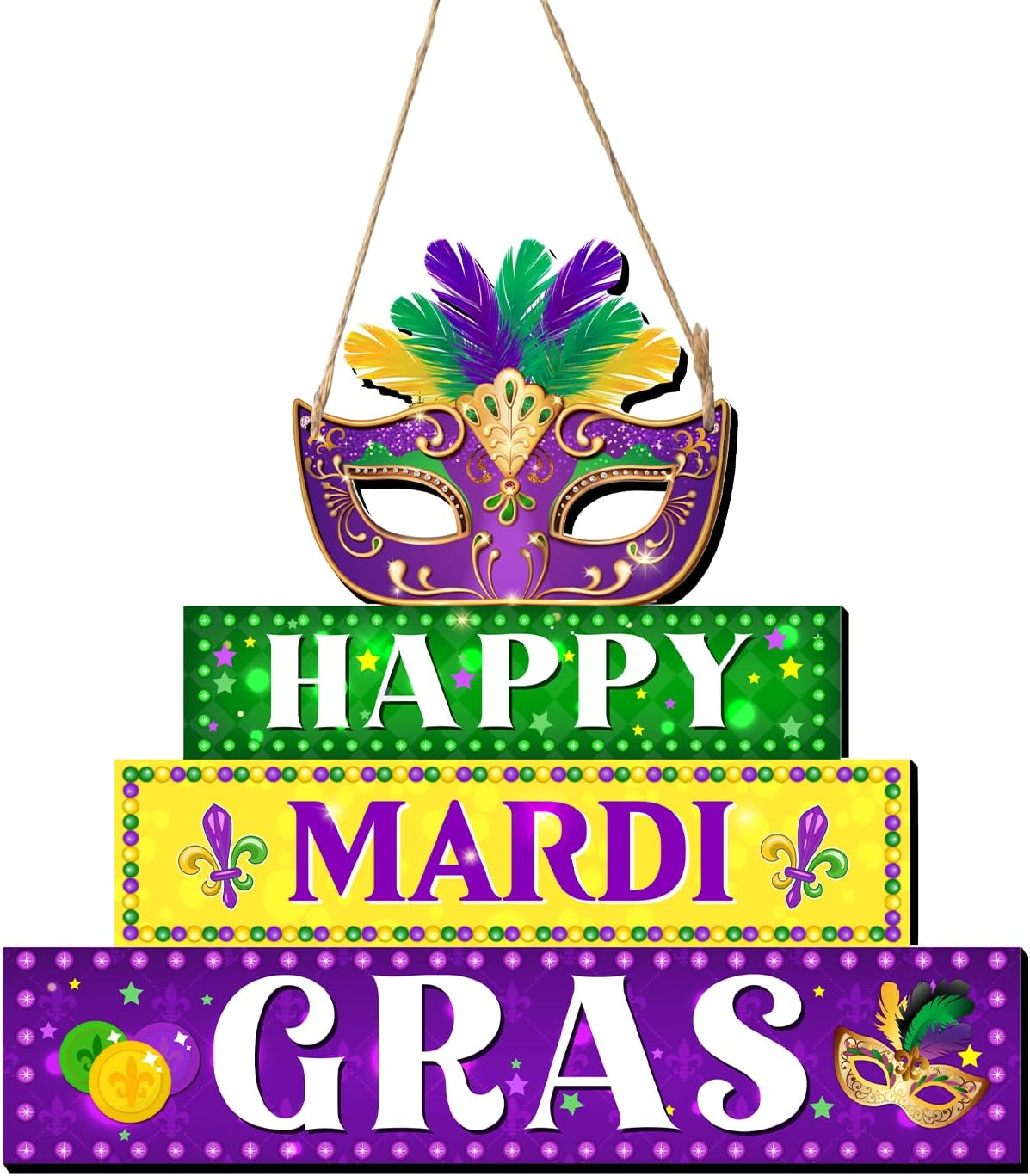 Mardi Gras Decorations-Happy Mardi Gras Sign Front Door Decor Happy Mardi Gras W