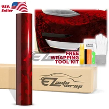 Gloss Camouflage Shadow Camo Dark Red Car Vinyl Wrap Sticker Decal Film Sheet