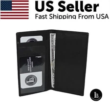 Checkbook Cover Holder Super Slim Plain Mens Womens Genuine Leather Cowhide New