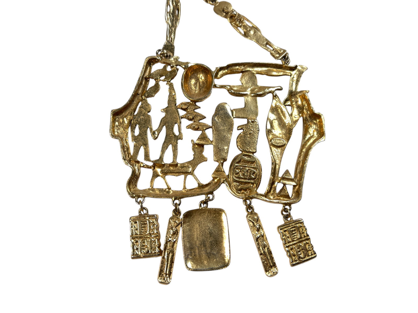 Vtg Kenneth Jay Lane gold tone Egyptian revival S… - image 5