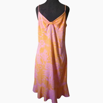 Michael Kors Womens Pink and Orange Floral Slip Dress  Size L | eBay