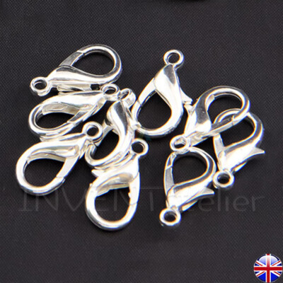 50x 12 mm versilberte AUSLÖSER KARABINERVERSCHLÜSSE Schmuckzubehör