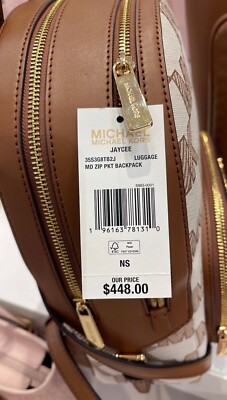 Uru Michael Kors Jaycee Medium Logo Zip Pocket Backpack Luggage Brown