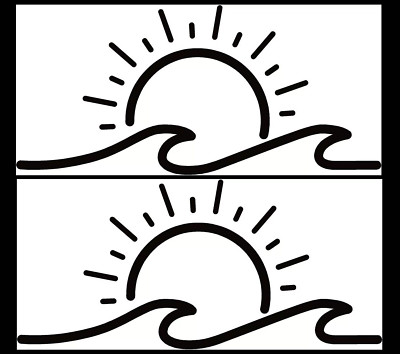 Sun and Waves Two 7'' Black Vinyl Decals Car Truck Window Laptop Notebook Mirrors