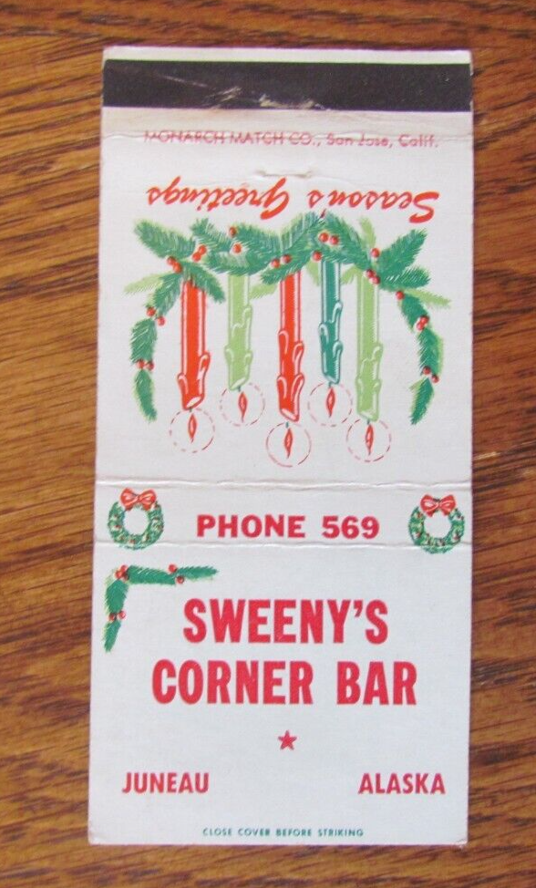 JUNEAU, ALASKA MATCHBOOK COVER SWEENEY'S CORNER BAR EMPTY MATCHCOVER
