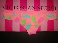 NEW VICTORIA'S SECRET "PINK" LOGO MESH THONG PANTY PINK MULTI POPSICLES SZ M