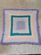 Crochet Blanket Cute Pastel Baby Gift handmad New Unused 27 Inch Square handmade