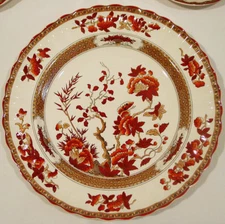 VINTAGE DISCONTINUED SCALLOP SPODE INDIAN TREE 3 PC PLACE SETTING MINT CONDITION