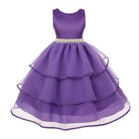Chic Baby Big Girls Purple Organza Overlaid Pearl Flower Girl Dress 8 on sale Chic Baby Big Girls Purple Organza Overlaid Pearl Flower Girl Dress 8 on sale
