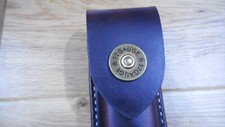 Buck 110 custom leather knife sheath. Brown. 12 Gauge snap. Sheath only
