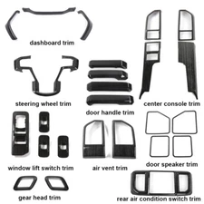 Full set Interior Frame Decor Trim Cover for Ford F150 2015+ Black Wooden Grain