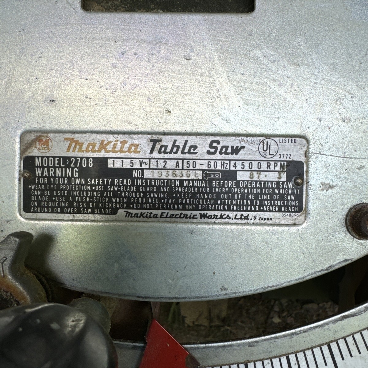 Makita 2708 Table Saw – For Parts or Repair – Vintage Power Makita 2708 Table Saw – For Parts or Repair – Vintage Power