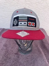 Bioworld Nintendo NES Game Controller Snapback Hat Cap Gray w/Red Bill
