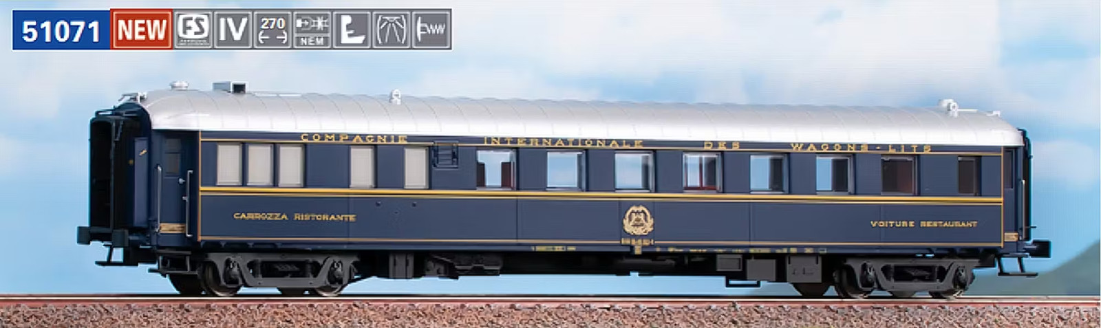 ACME 51071 Dining Car Type 1925R ""Pistoiesi"" Rebuilt FS Livery CIWL HO 1:87