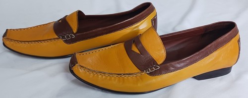 Robert Zur Women's Loafer, US sz 10.5, Gold and Umber, Soft True Glove Leather - Picture 6 of 10