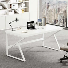 HSH White Computer Desk, Modern Wood Home Office Desk, PC Desk for Executive Wor