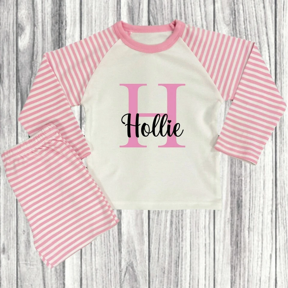 Personalised Girls Baby Pyjamas Childrens Initial Any Name 6 Months - 8 Years