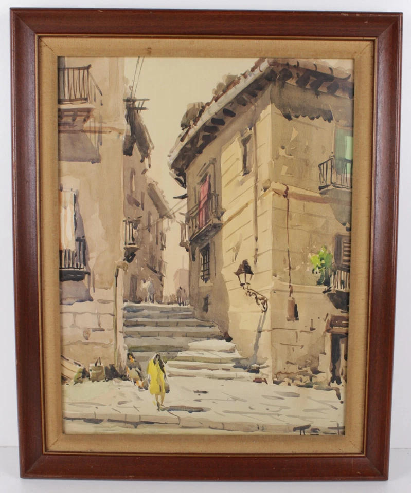 Antigua acuarela casco antiguo España de Ricardo Sacristán Arrieta Foto 2 de 4