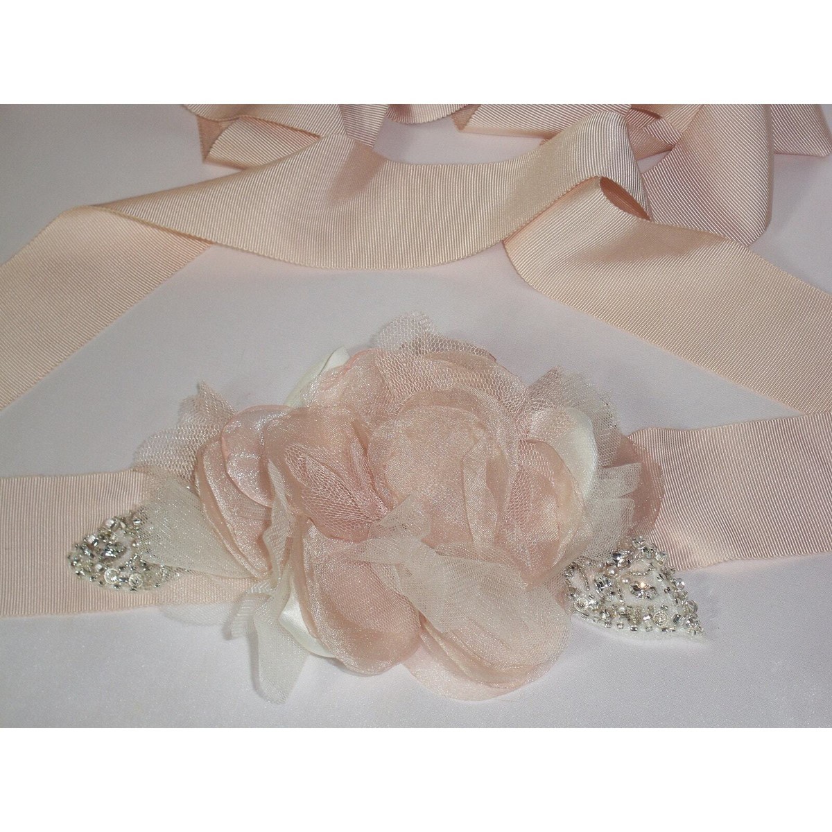 Blush bridal wedding belt sash, Bridal MOB Quinceanera  display picture 1