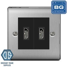 BG Nexus Brushed Steel Switches & Sockets Full Range Satin Chrome Grey Inserts