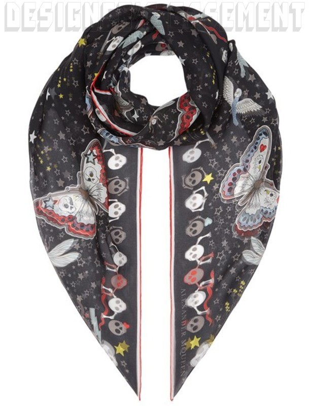 Alexander McQueen Black Moon Sun Keys Devil Trap Silk Chiffon 52