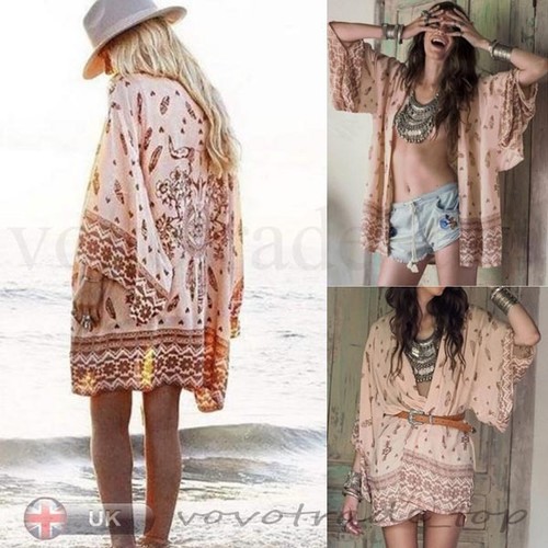 Women Retro Boho Floral Lace Cardigan 
